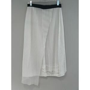 NWOT Net Lace Ethereal Asymmetrical Midi Skirt White & Black Medium